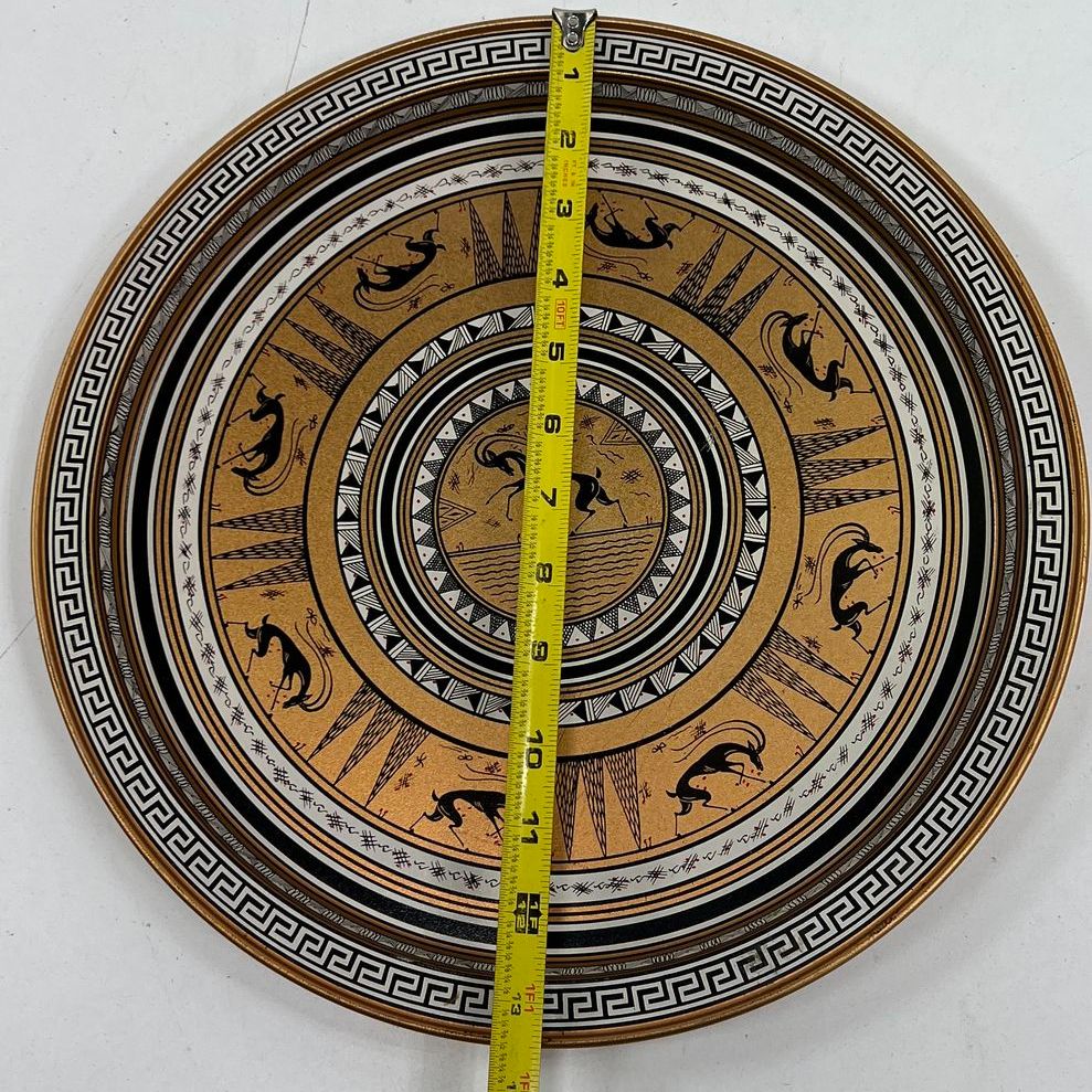 Vintage Fabcraft Grecian Etruscan Tin Serving Tray Lot 2 Greek Key Design