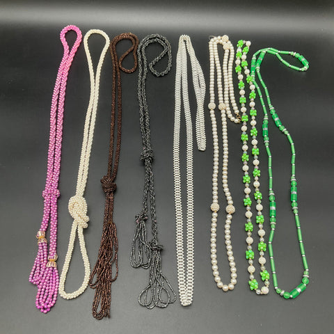 Vintage Beaded Necklaces Costume Jewelry Lot of 8 Faux Pearl Glass Tassel