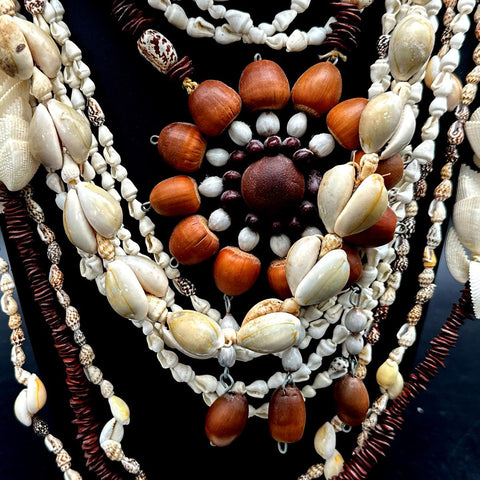 Vintage Boho Shell Jewelry Lot Cowrie Puka Nut Multi-Strand Necklaces 10pc