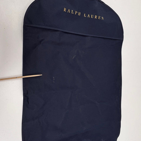 Ralph Lauren Navy Blue Travel Suit Garment Bag with Polo Wooden Hanger