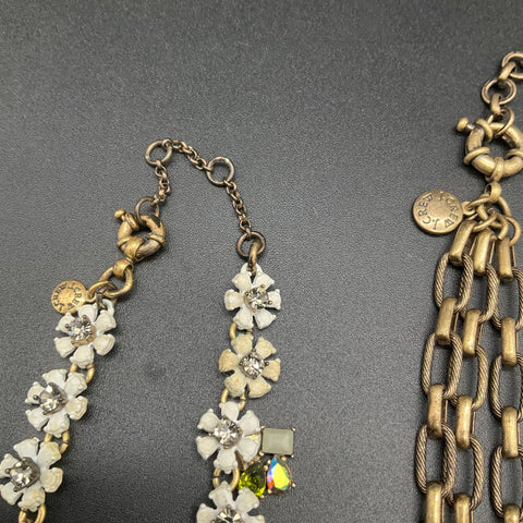 J.Crew Costume Jewelry Lot of 6 Statement Necklaces Bracelet Faux Pearl Floral