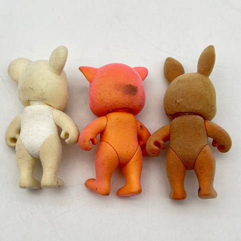 Sylvanian Families Animal Figurine Lot Flocked Plastic 3 Pieces Vintage