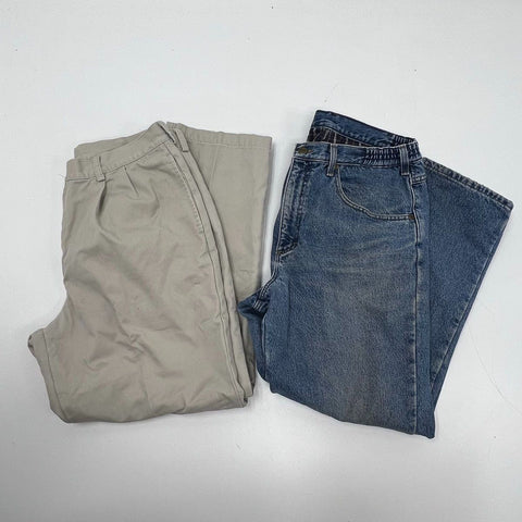 Vintage LL Bean Men's Flannel Lined Jeans & Chinos Pants Lot of 2 Sz 36x30