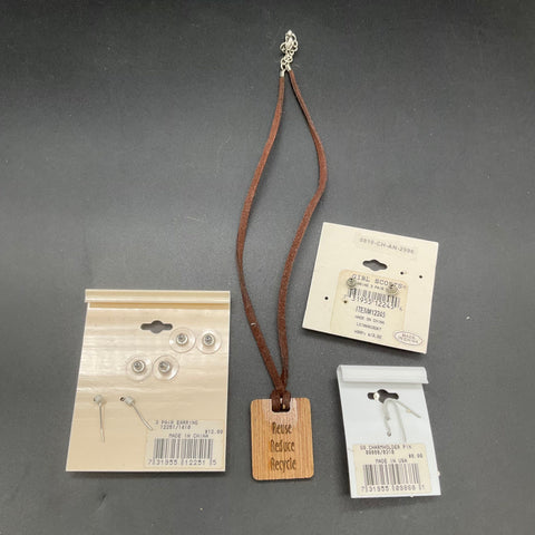 Girl Scouts Jewelry Lot 6 Items Necklace Barrette 4 Pairs Earrings Think Green