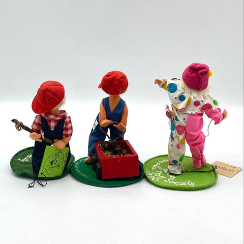 Annalee Doll Society Lot of 3 Vintage Felt Dolls 1990 1991 2000-2001