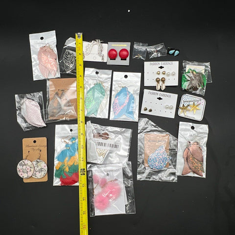 Mixed Costume Fashion Earring Lot Faux Leather Tassels Studs 20+ Pairs