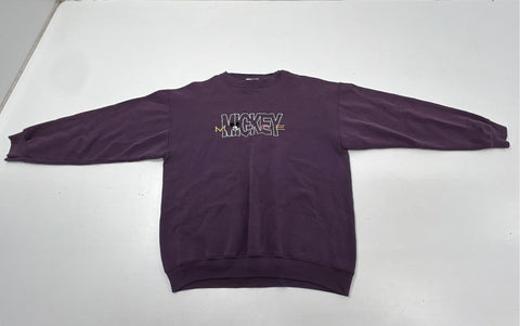 Vintage 90s Mickey & Co Disney Mickey Mouse Embroidered Purple Sweatshirt Sz L