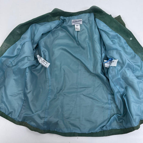 Pendleton Women's Green Suede Leather 3-Button Blazer Jacket Sz XL