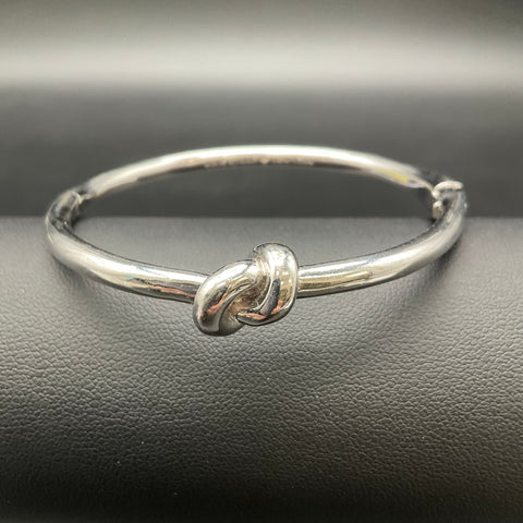 Kate Spade New York Silver Tone Knot Hinge Bangle Bracelet Approx. 6.75"