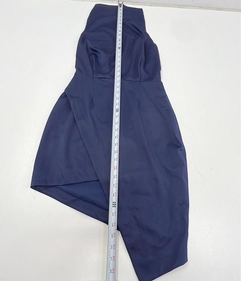 Elliatt Women's Camo Dress Navy Blue High Neck Asymmetrical Wrap NWT Sz S