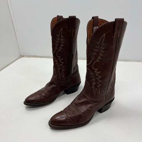 Vintage Nocona Brown Leather Western Cowboy Boots Made in USA Men's Size 10 D