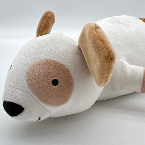 Pillowfort Weighted Plush Dog Baby Stuffed Animal White Brown Spot 15 Inch