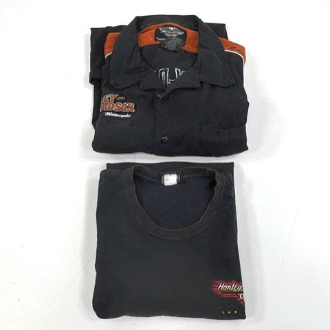 Vintage Harley-Davidson T-Shirt & Button Up Shirt Lot of 2 Las Vegas USA Made