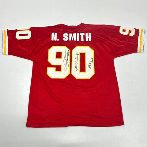 Vintage 90s Logo Athletic KC Chiefs Neil Smith Signed Autographed Jersey Sz L