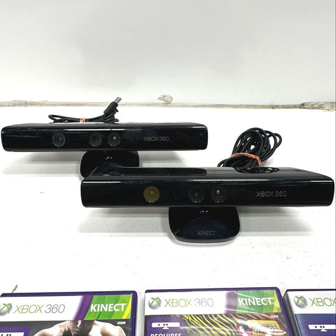 Xbox 360 2 Kinect Sensors 8 Game Lot Just Dance Disneyland As-Is Untested