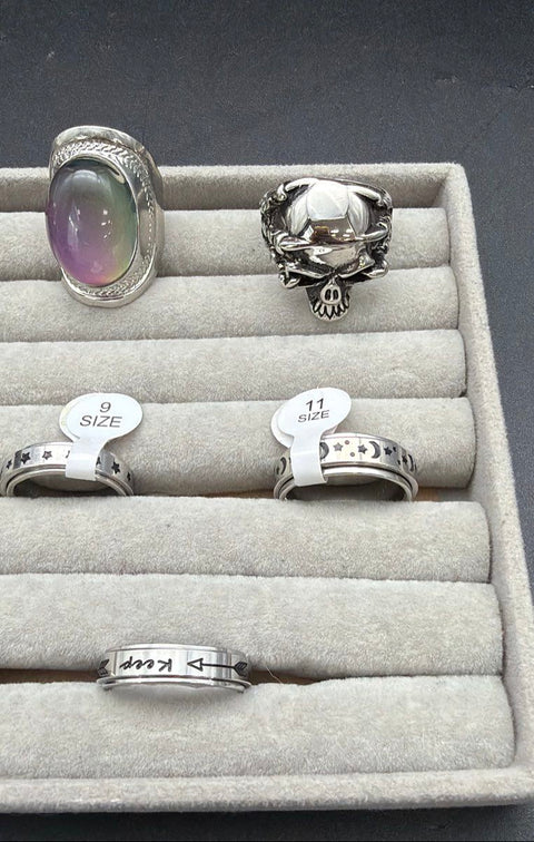 Men's Fashion Rings Lot of 10 Replica Championship Skull Spinner Bands
