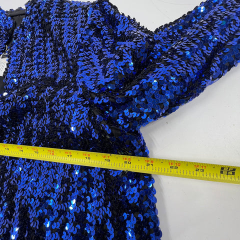 Vintage 80s Rob Hill Mister Jay Blue Sequin Trophy Jacket Blazer USA Made Sz L