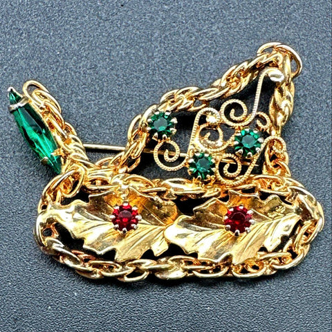 Vintage Christmas Brooch Pin Lot of 9 Rhinestone Enamel Liz Claiborne Gerry's