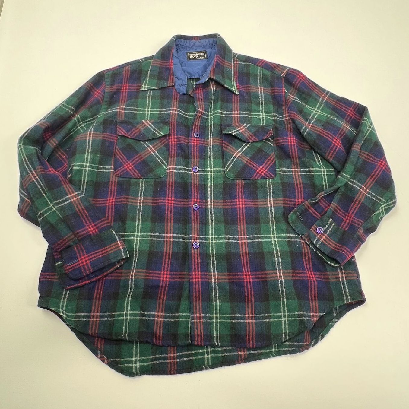 Vintage 70s/80s Christopher Rand Quilted Lined Wool Plaid Flannel Shacket Sz XL