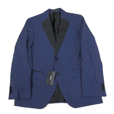 NWT BOSS Blue Silk Wool Shawl Lapel Tuxedo Dinner Jacket Blazer Men's