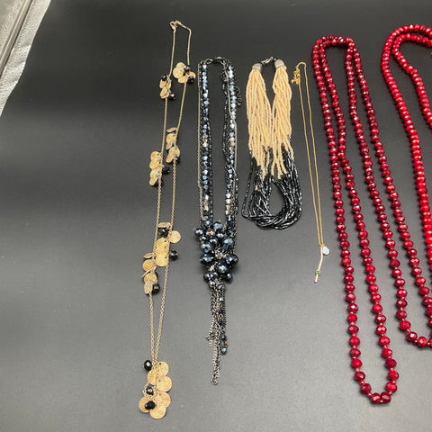 Modern Beaded and Fashion Jewelry Lot of 8 Necklaces Red Beads Druzy Charm
