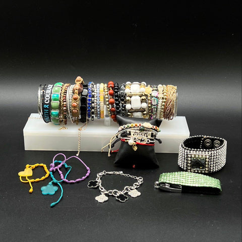 Fashion Jewelry Bracelet Lot 28pc Beaded Rhinestone Cuff Charm Mixed Styles