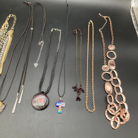 Vintage to Modern Mixed Costume Jewelry Lot 1lb 13 Necklaces Guess Beaded
