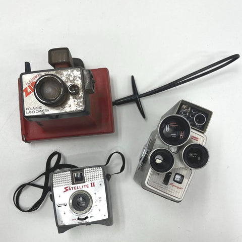 Vintage Lot of 3 Cameras Polaroid Zip Kodak Scopesight Imperial Satellite II