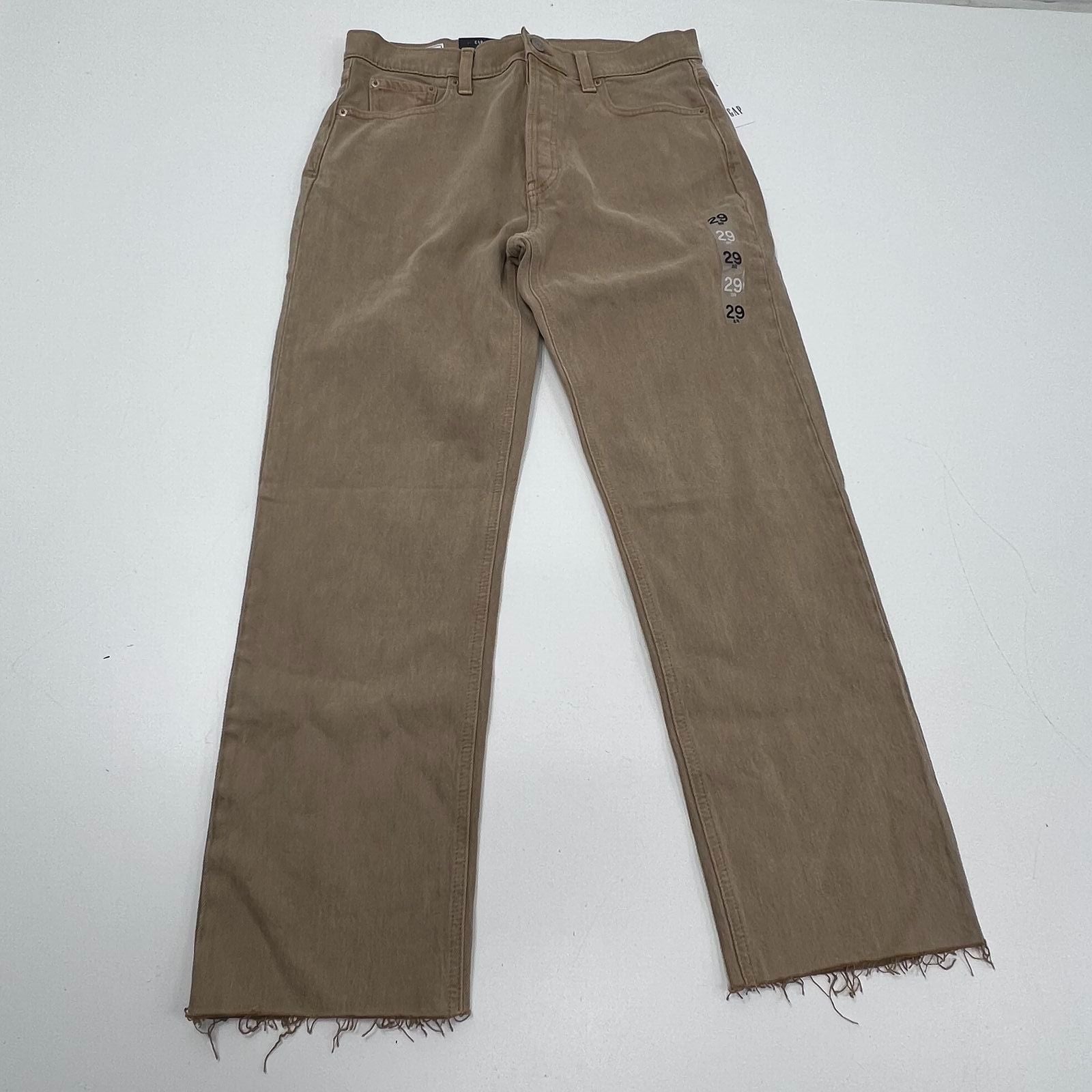 NWT Gap Tan Cheeky Straight High Rise Raw Hem Button Fly Jeans Women's 29