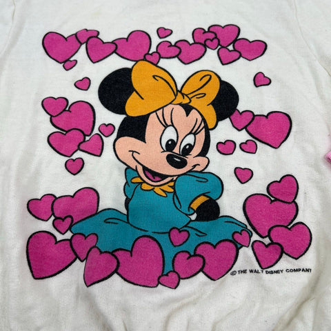Vintage 90s Minnie Mouse Hearts Sweatshirt Jog Togs Made in USA Sz Large 6X