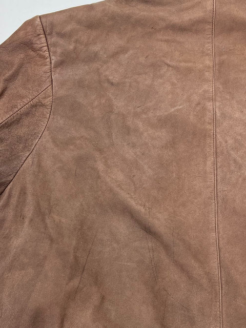 Pelle Studio Vintage Y2K Brown Distressed Long Leather Trench Coat Women's S