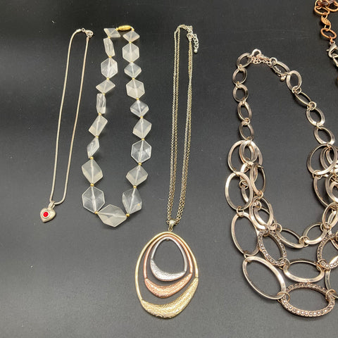 Fashion Jewelry Lot of 8 Gold and Silver Tone Statement and Pendant Necklaces