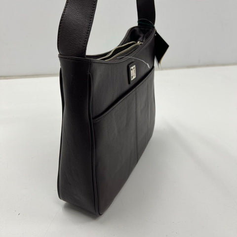 NWT Lauren Ralph Lauren Brown Leather Shoulder Bag Silver Hardware