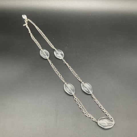 White House Black Market WHBM Silver Tone Necklace Lot of 2 Multi-Strand Beads