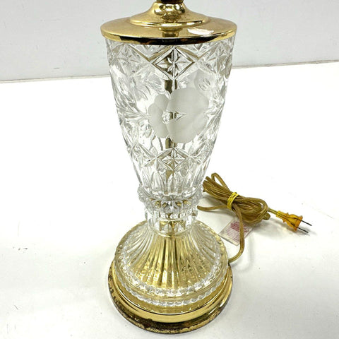 Crystal Clear Industries Cut Crystal Table Lamp Brass Germany Vintage Works