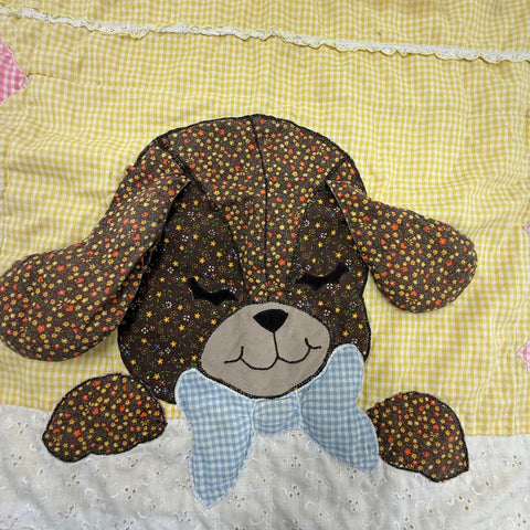 Vintage Childrens Quilted Blanket Lot Raggedy Ann Andy Puppy Applique Handmade