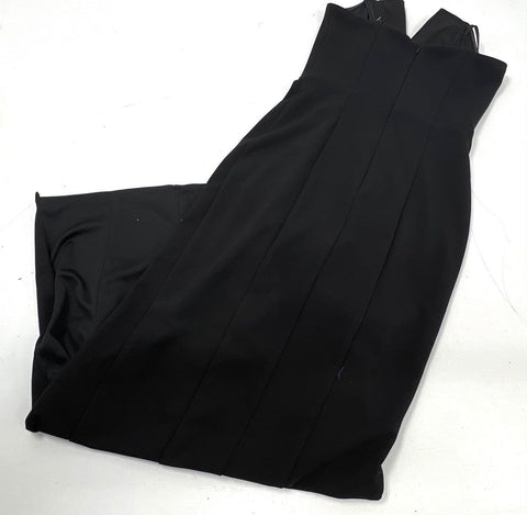 Betsy & Adam Women's Black Tuxedo V-Front Satin Lapel Maxi Dress Gown Sz 2 NWT