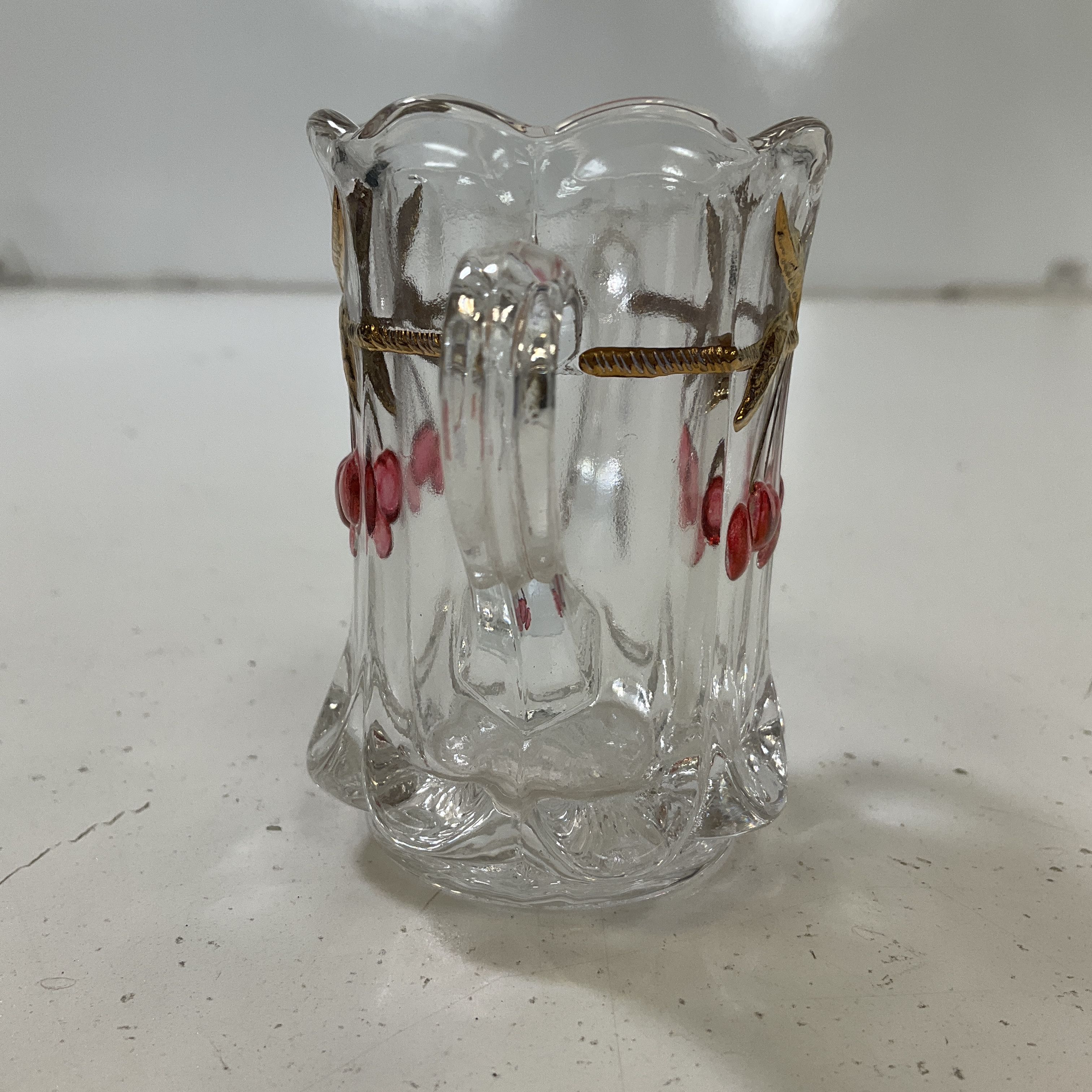 Vintage Northwood Cherry And Cable Clear Ruby Glass Small Mini 3" Open Sugar