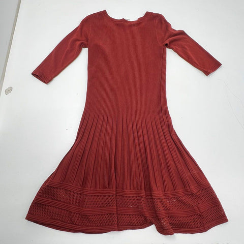 NWT Max Studio Pepper Red Ribbed Knit A-Line Sweater Dress Women's S