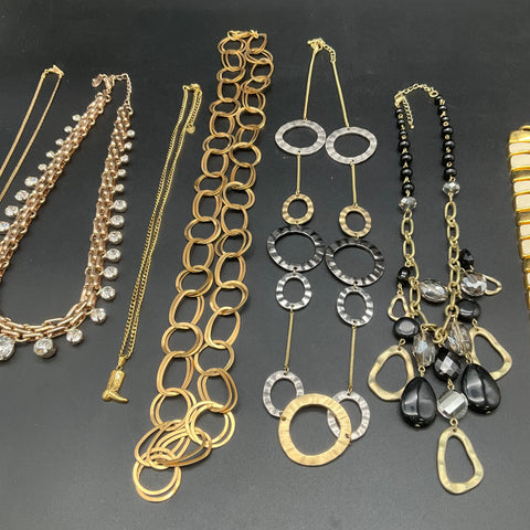Vintage & Modern Fashion Jewelry Lot 9 Necklaces Floral Boot Rhinestones