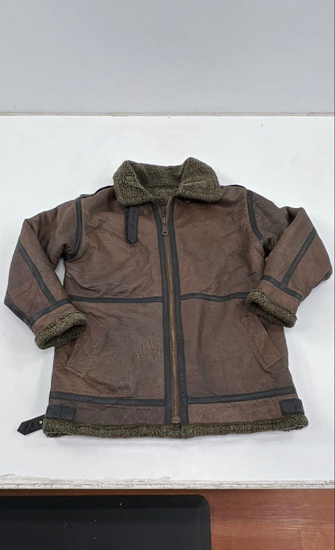 Vintage 80s Country Club B-3 Bomber Shearling Lined Leather Flight Jacket Sz M