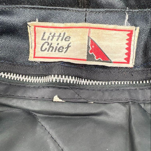 Vintage 80s Little Chief Men's Black Quilted Bomber Jacket Chevron Patch Sz XL