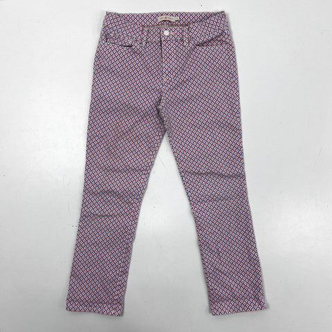 Tory Burch Women's Red Blue Geometric Straight Leg Pants Size 26