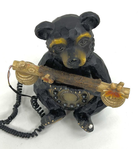 Collections Etc Black Bear Novelty Telephone Push Button Rustic Cabin Decor