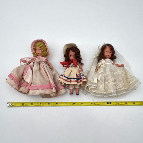 Nancy Ann Story Book Dolls Lot 3 Vintage Hard Plastic Figurines 5-6 Inch