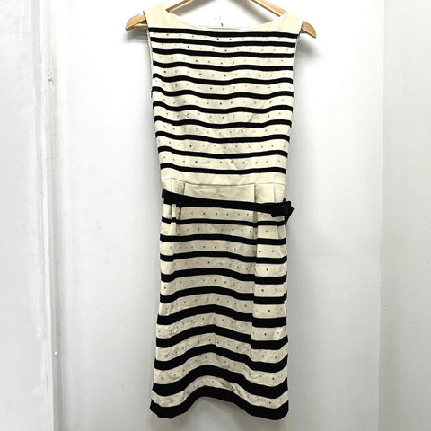 Nanette Lepore Women's Bateau Neck Striped Rhinestone Belted Dress NWT Sz 12