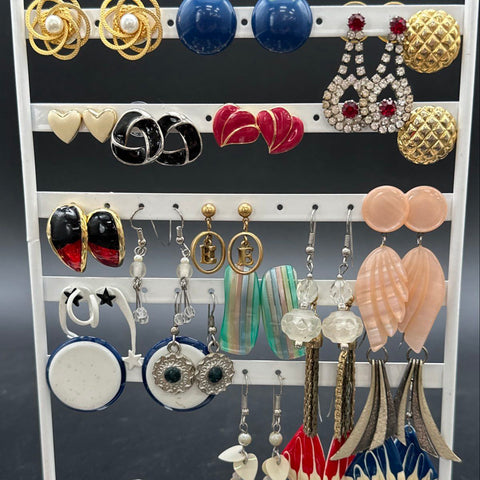 Vintage & Modern Costume Jewelry Earring Lot 50+ Pairs Studs Hoops Dangles