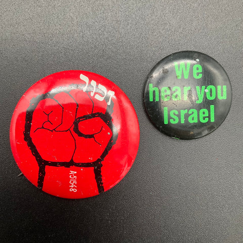 Vintage 70s Jewish Activism Pinback Button Lot Elie Wiesel Power Fist Israel