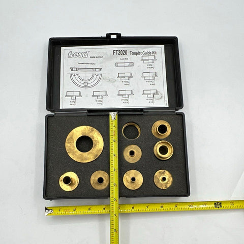 Freud FT2020 9-Piece Brass Router Templet Guide Kit Made in Italy with Case
