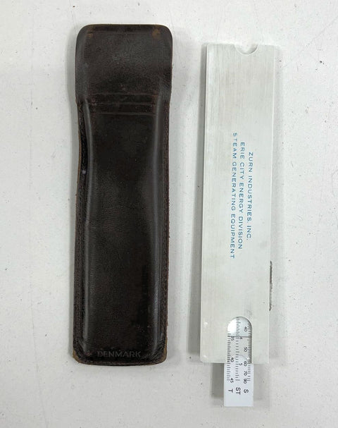 Vintage Diwa Rietz Pocket Slide Rule Zurn Industries Promo w/ Case Denmark